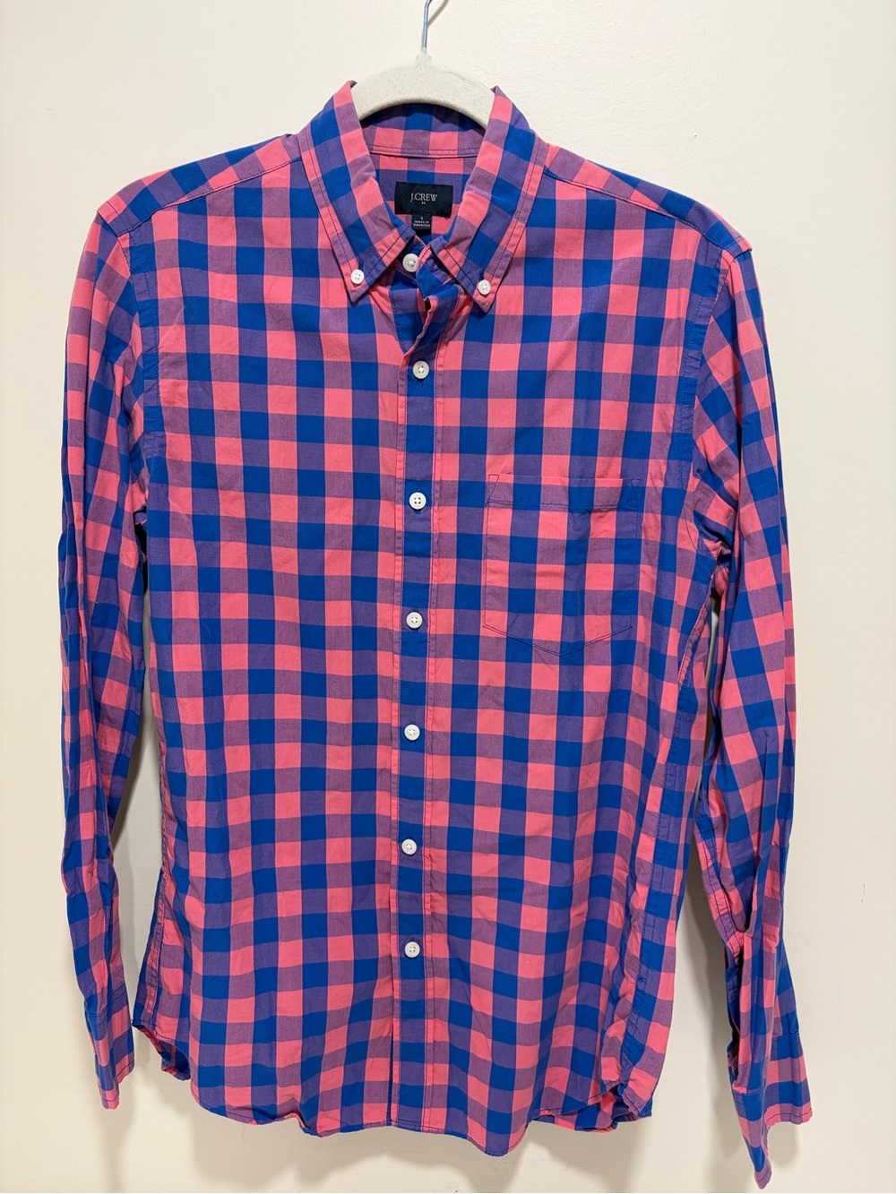 J. Crew Pink and Blue Gingham Button-Down Shirt
